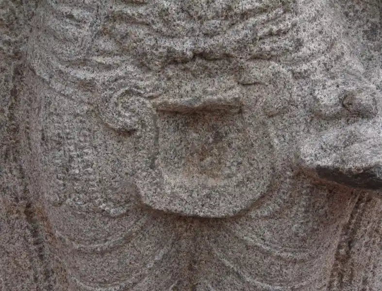 Horn-like symbol on the pubic area of Vishnu statue